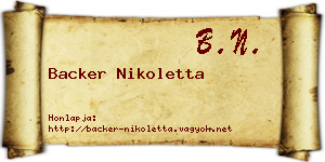 Backer Nikoletta névjegykártya